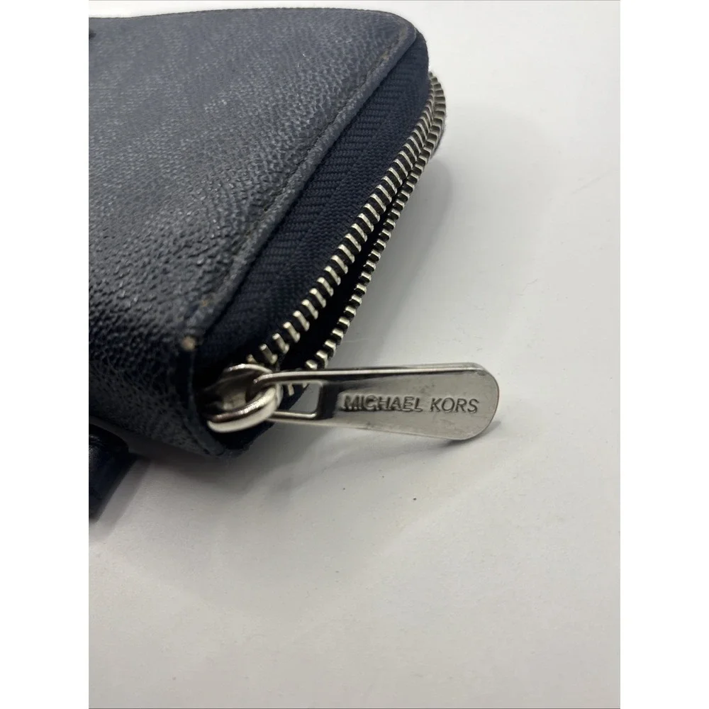 Michael Kors full zip leather wallet blue
